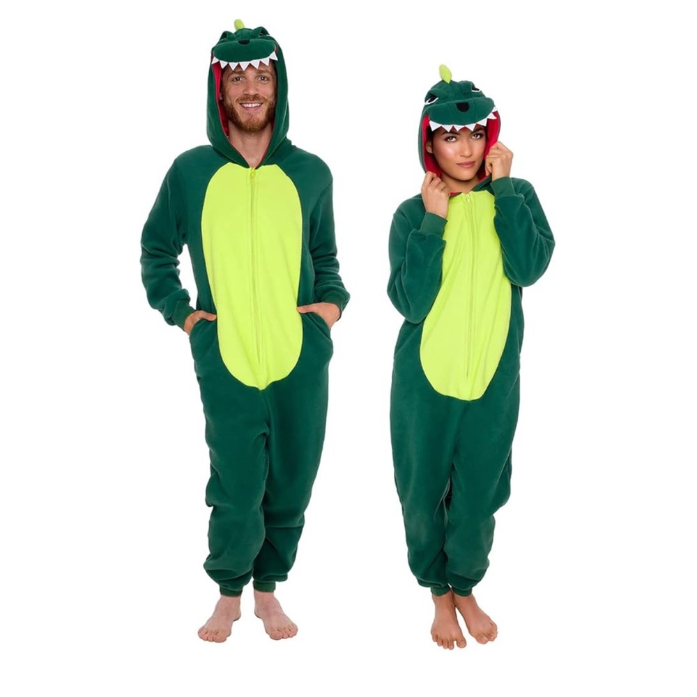 Funziez! Slim Fit Adult Onesie - Animal Halloween Costume Dinosaur Size Small